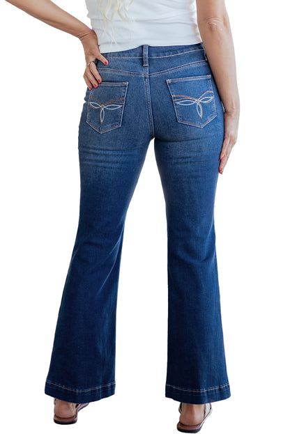 Western Stitch Patched Pocket Bootcut Jeans (Extended Sizes)