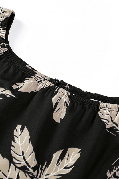 Black Pattern Print Off Shoulder Slit Bodycon Midi Dress (Extended Sizes)