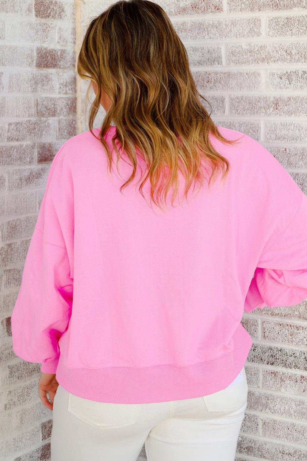 Pink Touch Down Rugby Football Embroidered Sweatshirt