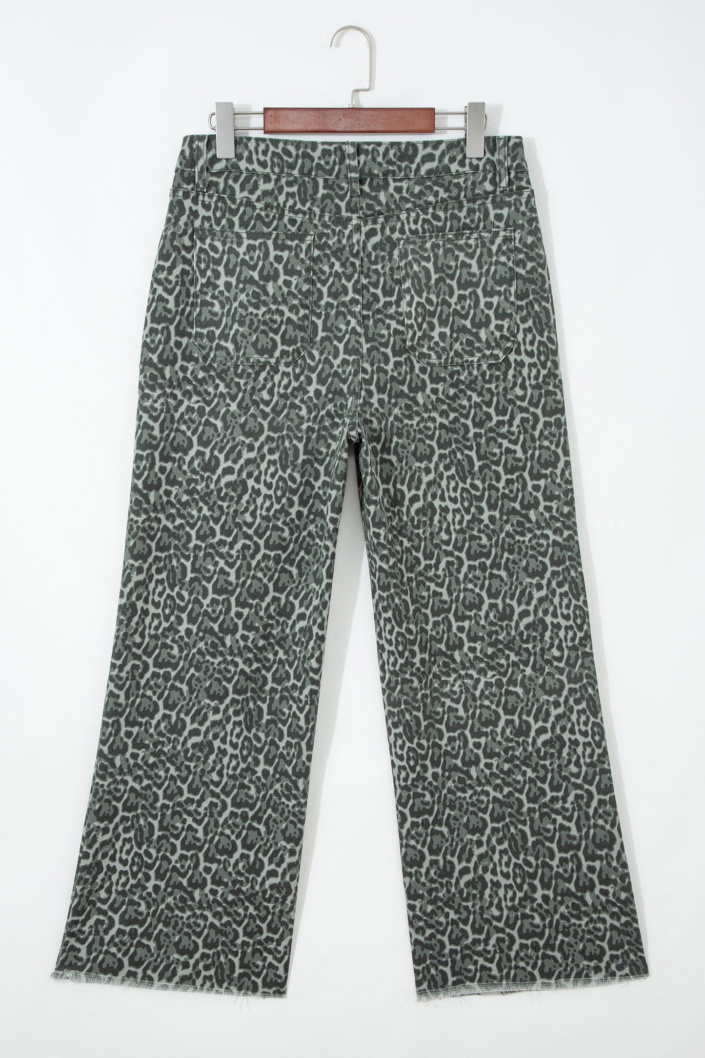 Leopard Frayed Edge Wide Leg High Waist Jeans (Other Colors)