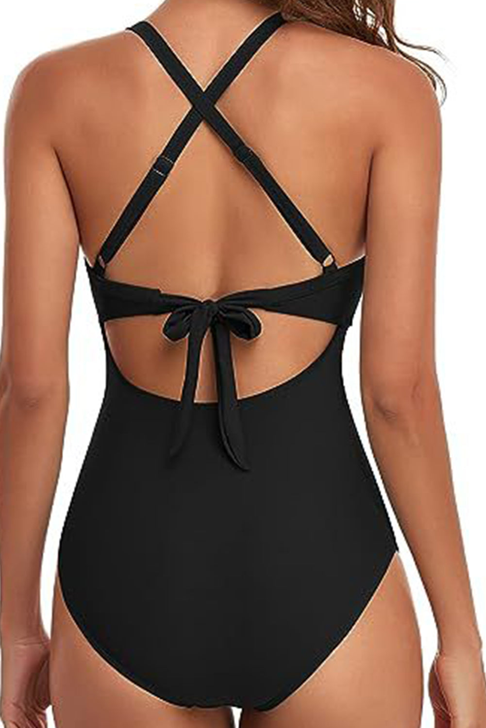 2-tone Crossed Cutout Backless Monokini (Other Colors)