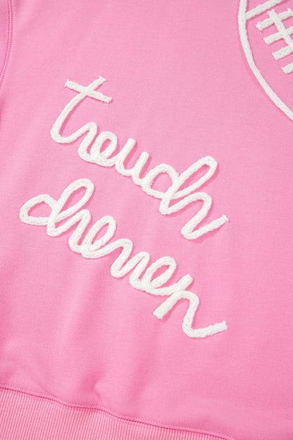 Pink Touch Down Rugby Football Embroidered Sweatshirt