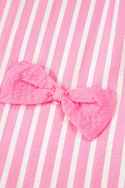 Pink Stripe Buttoned Long Sleeve 2 Piece Sleepwear