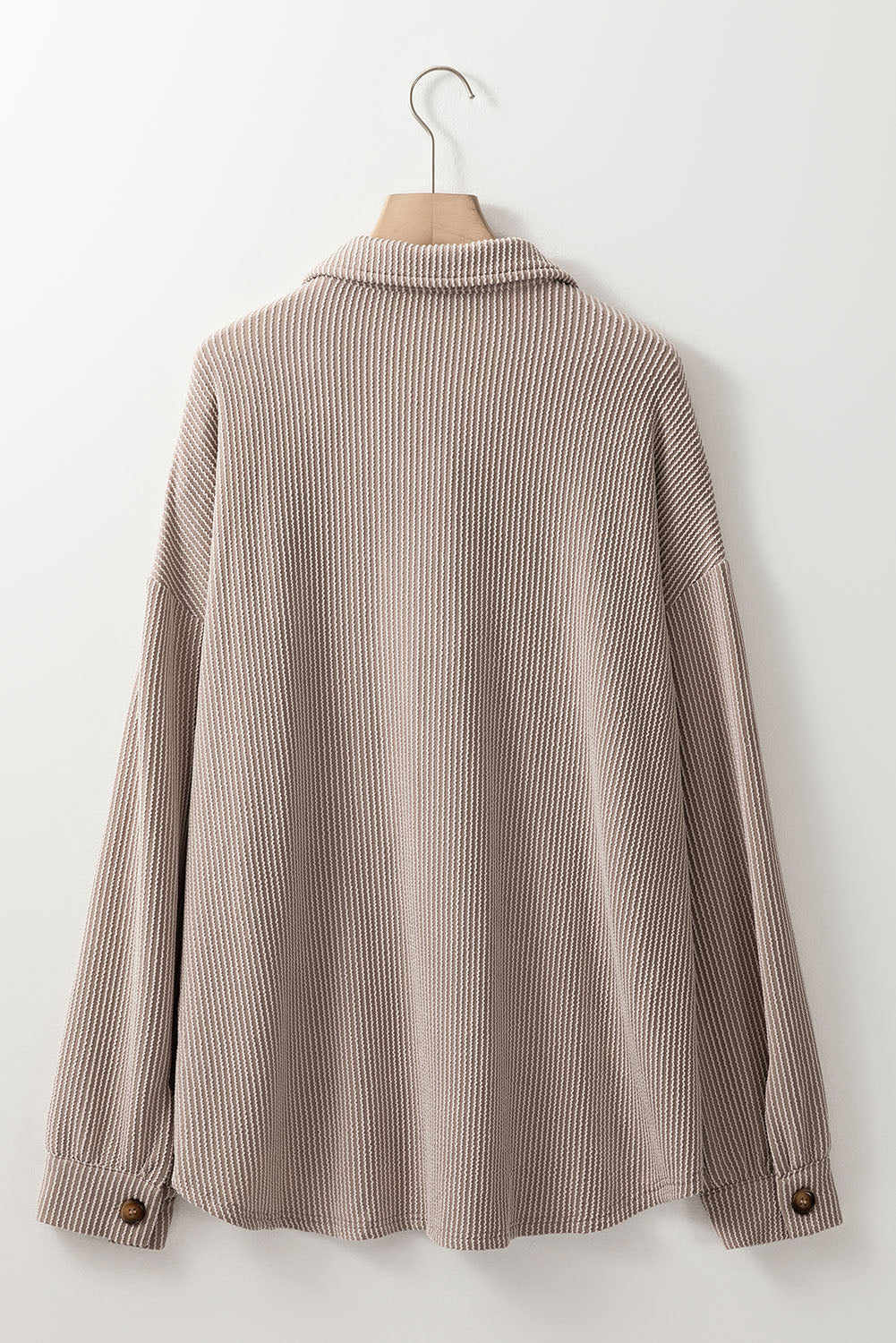 Smoke Gray Solid Corded Drop Shoulder Shacket