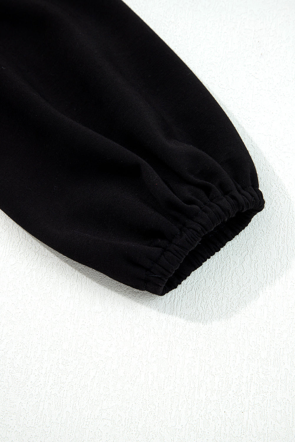 Black Solid Color Ruched Detail Long Sleeve Midi Dress (Extended Sizes)