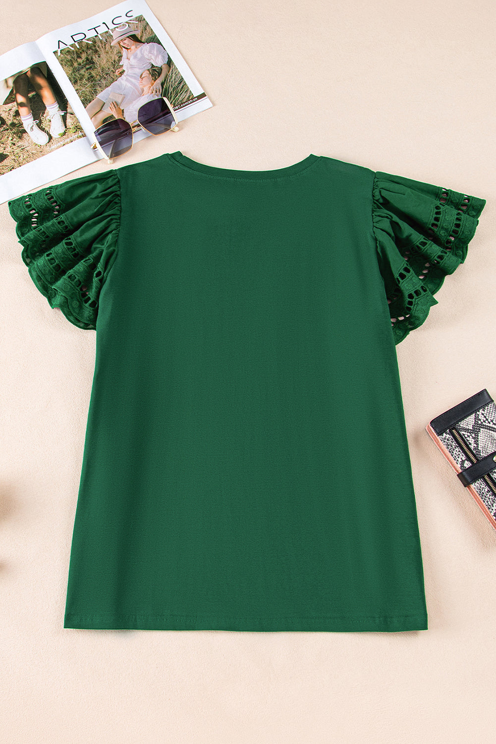 Green Flutter Sleeve Top