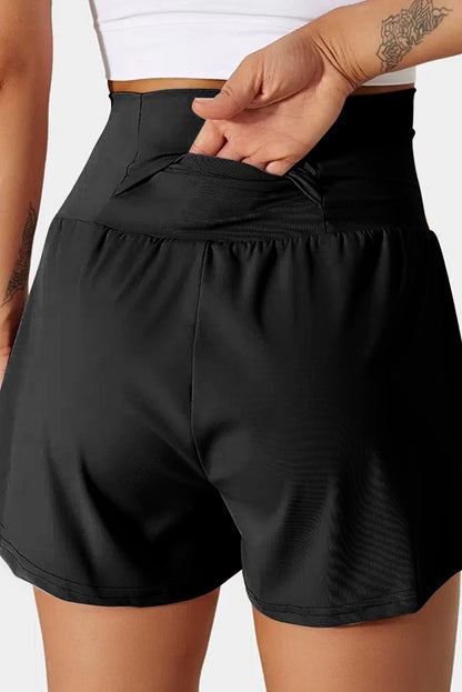 Black Pocketed Wide Waistband Swim Shorts (Extended Sizes)