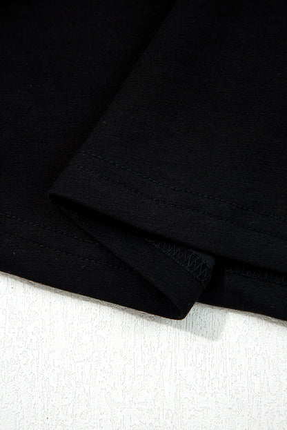 Black Solid Color Ruched Detail Long Sleeve Midi Dress (Extended Sizes)