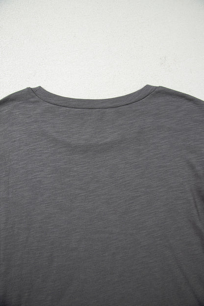 Dark Grey Double Ruffled Short Sleeve Top