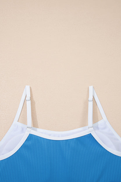 Block Edge Ribbed Pocketed Lined Swim Dress (Other Colors)