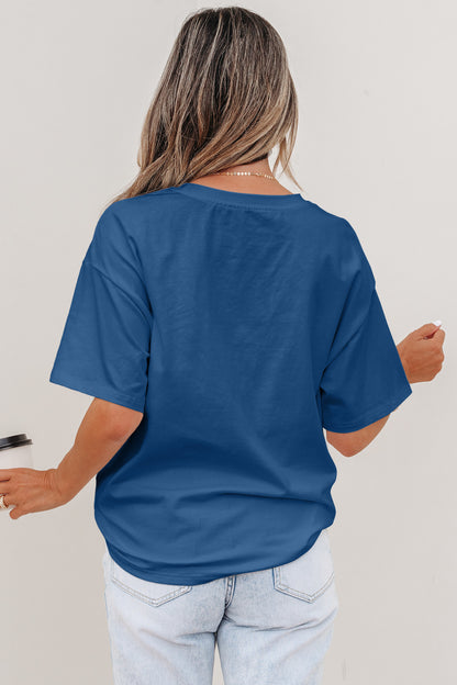 Color Block Chest Pocket Patched Casual Short Sleeve Top (Other Color)