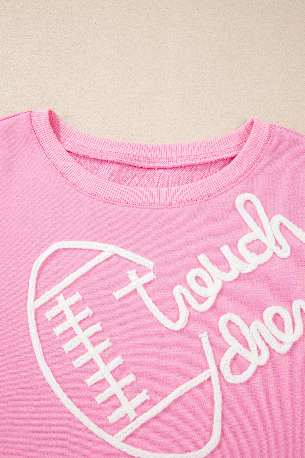 Pink Touch Down Rugby Football Embroidered Sweatshirt
