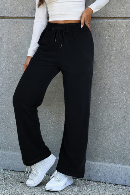 Light Grey Solid Color Fleece Lined Drawstring Waist Casual Pants (Extended Sizes)