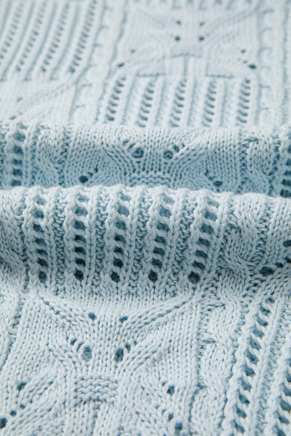 Bonbon Pointelle Knit Patterned Scalloped Trim Short Sleeve Sweater (Other Colors)