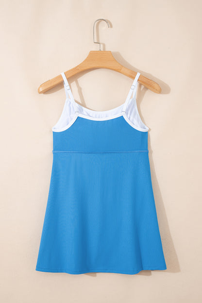 Block Edge Ribbed Pocketed Lined Swim Dress (Other Colors)