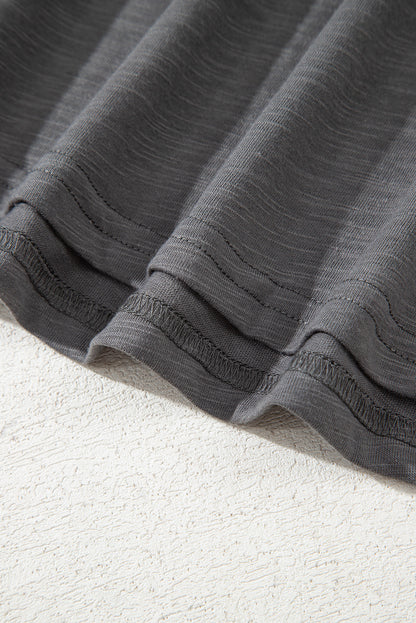 Dark Grey Double Ruffled Short Sleeve Top