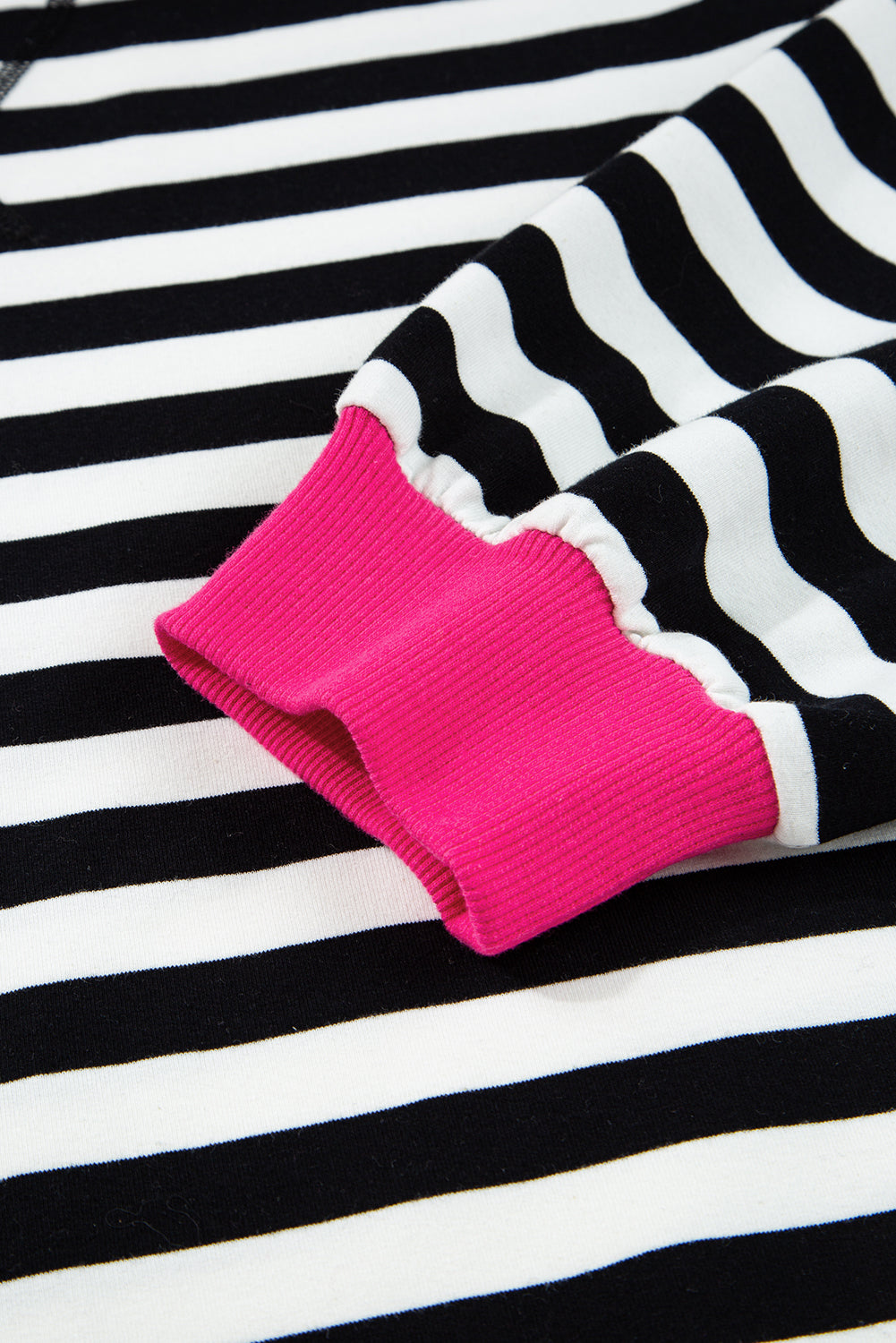 Black Stripe Color Block Edge Pullover and Shorts Sleepwear Set