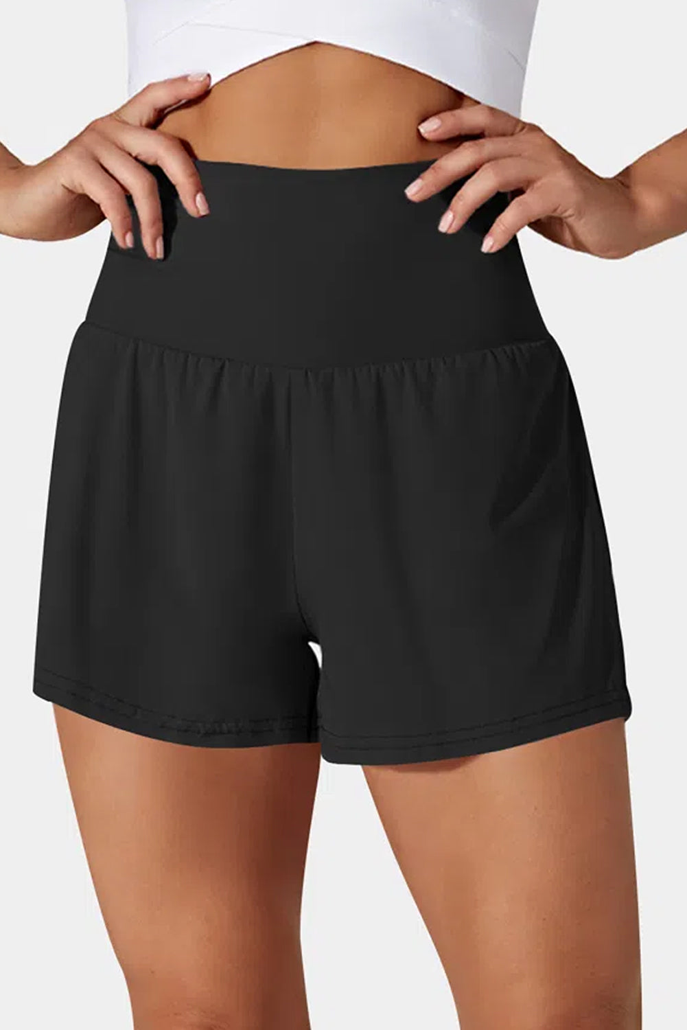 Black Pocketed Wide Waistband Swim Shorts (Extended Sizes)