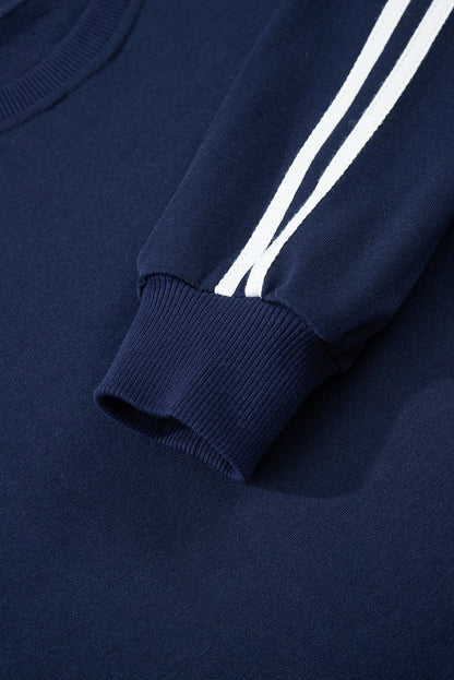 Varsity Striped Detail Crewneck and Sweatpants 2pcs Outfit (Other Colors)