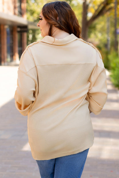 Jet Stream Thermal Waffle Knit Henley Tunic Top