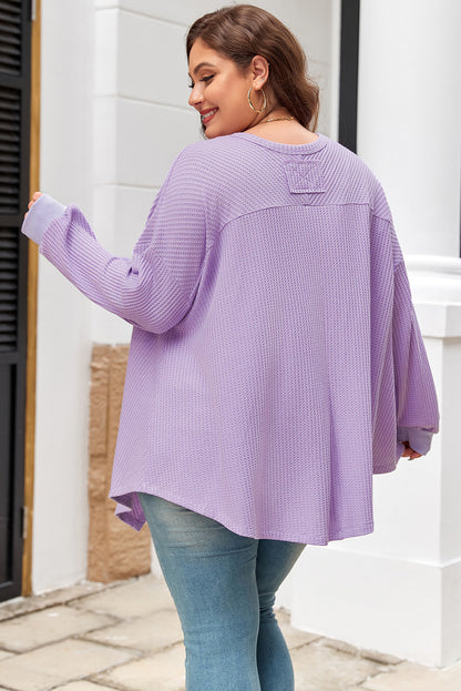 Orchid Petal Waffle Knit Exposed Seam Flowy Top
