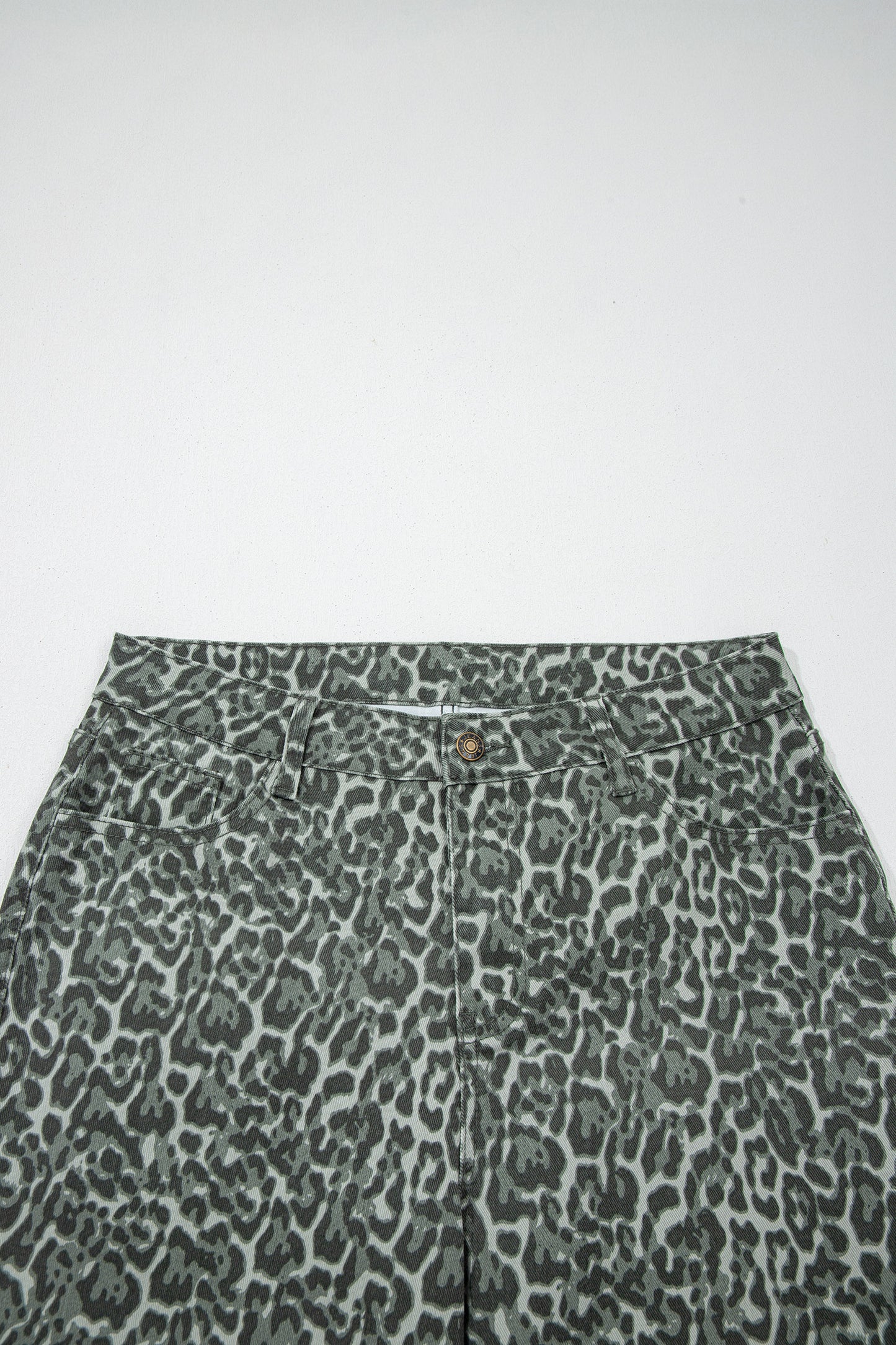 Leopard Frayed Edge Wide Leg High Waist Jeans (Other Colors)