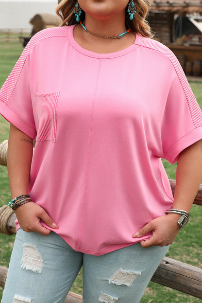 Bonbon Corded Patchwork Pocketed T Shirt