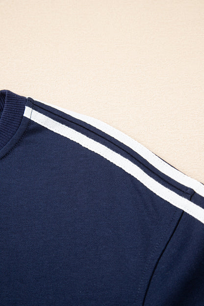 Varsity Striped Detail Crewneck and Sweatpants 2pcs Outfit (Other Colors)