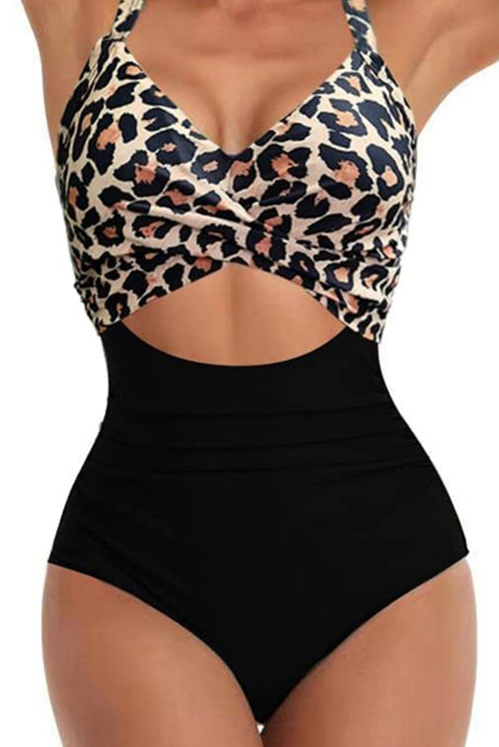 2-tone Crossed Cutout Backless Monokini (Other Colors)