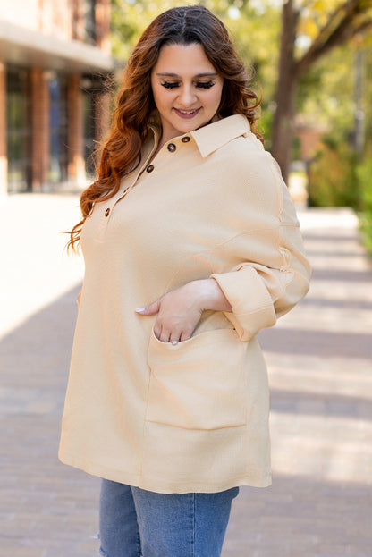 Jet Stream Thermal Waffle Knit Henley Tunic Top